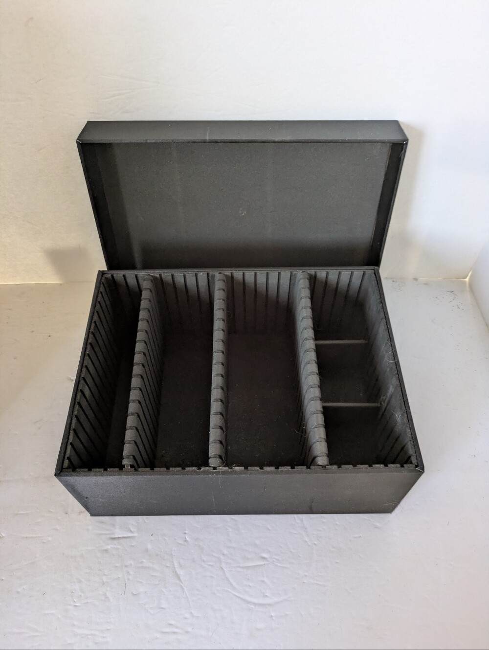 Storage Box Black Home Organization Box Adjustable Inside Dividers